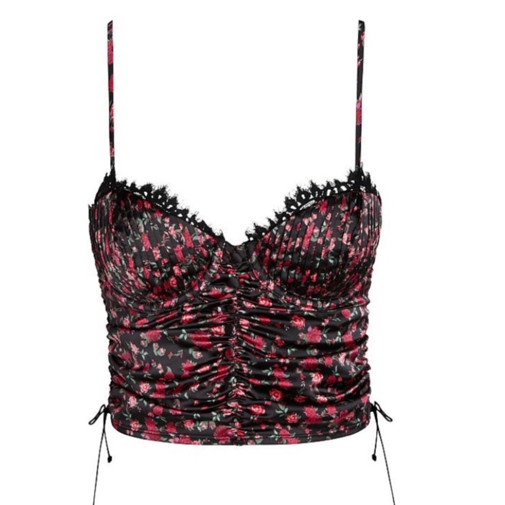 For Love & Lemons Melrose Bustier NWT Black Floral Lace Corset Top XXS XS
